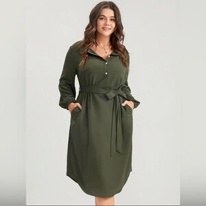 💚 NWT! Army Green Lantern Sleeve Dress
